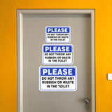 Classic Framed Plus Please Do Not Throw Any Rubbish Or Waste In The Toilet Door or Wall Sign | Public Bathroom Warning Signage
