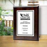 Chili Cook Off Competition Customizable Award Plaque | Easel Mount Option | Achievement and Recognition Personalizable Plaques