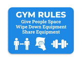 Classic Framed Plus Gym Rules: Give People Space Wipe Down Equipment Share Equipment Door or Wall Sign | Gym Etiquette