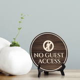 No Guest Access Circle Table Sign with Acrylic Stand (5x5") | Patron Guest Comfort and Safety Sign