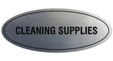 Signs ByLITA Oval CLEANING SUPPLIES Sign | Legible Lettering | Easy No-Tool Installation | Powerful Foam Tape