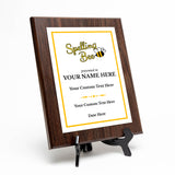 Spelling Bee Competition Custom Award Plaque | Achievement and Recognition Personalizable Plaques