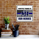 Square Plus Heartfelt Thanks to Our Heroes Wall or Door Sign | USA Flag | Police First Responders Appreciation Signage