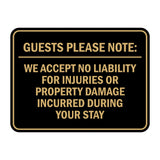 Signs ByLITA Classic Framed Guests Please Note: We accept no liability for injuries or property damage incurred during your stay Door or Wall Sign Easy Installation | Warning Health & Safety | Office & Venues