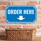Notched Standard 'Order Here' Wall or Door Sign | Customer Interaction Sign