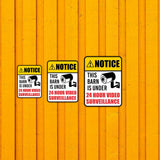 Portrait Round Plus Notice This Barn Is Under 24 Hour Video Surveillance Wall or Door Sign | Farm/Barn Warning Signage