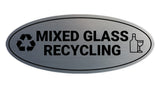 Signs ByLITA Oval Mixed glass recycling Sign - Laser-Engraved Lettering | Durable ABS Plastic | Vibrant Colors | Powerful Foam Tape