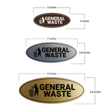 Signs ByLITA Oval General Waste Sign - Laser-Engraved Lettering | Durable ABS Plastic | Vibrant Colors | Powerful Foam Tape