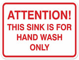Signs ByLITA Classic Framed ATTENTION THIS SINK IS FOR HAND WASH ONLY Door or Wall Sign Durable Plastic | Easy Installation | Elegant Design