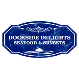 Victorian Plus Dockside Delights Seafood & Sunsets Wall or Door Sign | Marina or Harbor Signage