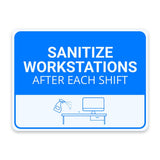 Classic Framed Plus Sanitize Workstations After Each Shift Door or Wall Sign | Hygiene and Safety Signage