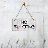 No Soliciting 5x10 Hanging Plus Wall or Door Sign | Public Spaces Decor