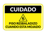 Classic Framed Plus Cuidado: Piso Resbaladizo cuando esta mojado Door or Wall Sign | Business Warning Signage
