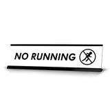 No Running Man, Black Frame, Desk Sign (2x8")