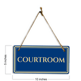Courtroom 5" x 10" Hanging Wall or Door Sign | Legal and Court House Rustic Twine Signage