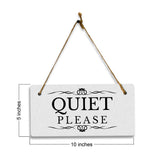 Quiet Please 5" x 10" Hanging Wall or Door Sign | Rustic Twine | Stylish Business or Office Signage
