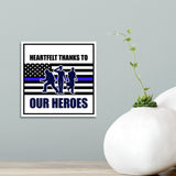 Square Plus Heartfelt Thanks to Our Heroes Wall or Door Sign | USA Flag | Police First Responders Appreciation Signage