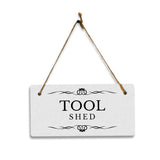 Tool Shed 5x10 Hanging Plus Wall or Door Sign | Rustic Twine | Range of Vibrant Decor Styles | Room Signs For Home and Business