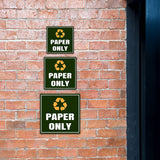Square Plus Paper Only Wall or Door Sign | Eco-Friendly Recycling