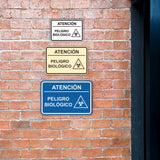 Signs ByLITA Classic Framed Atención Peligro biológico Door or Wall Sign Easy Installation | Health And Safety | Building And Hospitality