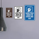 Signs ByLITA Portrait Round Wash your hands on entry and exit Wall or Door Sign