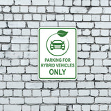 Portrait Round Plus Parking For Hybrid Vehicles Only Door or Wall Sign | Electric Vehicle Charging Station | Parking