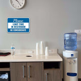 Classic Framed Plus Please Limit Time In Restroom – Be Considerate Door or Wall Sign | Bathroom Signs