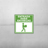 Square Plus Entrada Para Entregas Wall or Door Sign | Spanish | Health & Safety Warehouse Business Signage