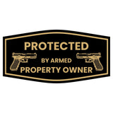 Signs ByLITA Fancy Protected by Armed Property Owner (Handgun) Door or Wall Sign | Home Security Warning Sign