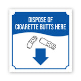 Square Plus Dispose Of Cigarette Butts Here (Down Arrow) Door or Wall Sign | Workplace Cleaning Signage
