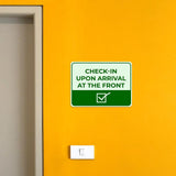 Classic Framed Plus Check-In Upon Arrival at the Front Door or Wall Sign | Medical Facility Reception Patient Reminders