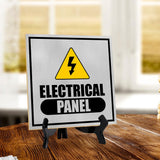 Electrical Panel 5"x 5" Square Table Sign With Acrylic Easel | Home & Office Decor