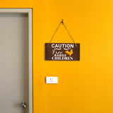 Caution Free Range Children 5x10 Hanging Plus Wall or Door Sign | Funny Home Decor