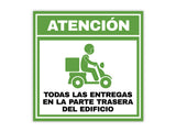 Square Plus Atención Todas Las Entregas En La Parte Trasera Del Edificio Wall or Door Sign | Spanish | Health & Safety Warehouse Business Signage
