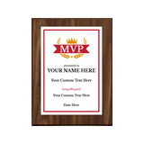 MVP (Most Valuable Player) Customizable Award Plaque | Easel Mount Option | Achievement and Recognition Personalizable Plaques