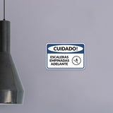 Classic Framed Plus Cuidado Escaleras Empinadas Adelante Door or Wall Sign | Business Warning Signage