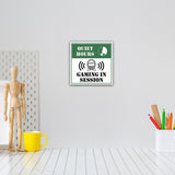 Square Plus Quiet Hours: Gaming in Session Wall or Door Sign | Easy Installation | Gaming Room Signage