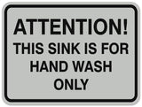 Signs ByLITA Classic Framed ATTENTION THIS SINK IS FOR HAND WASH ONLY Door or Wall Sign Durable Plastic | Easy Installation | Elegant Design