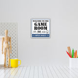 Square Plus Welcome To The Game Room Open Daily Wall or Door Sign | Easy Installation | Gaming Room Signage