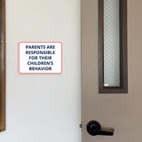 Classic Framed Plus Parents Are Responsible For Their Children’s Behavior Door or Wall Sign | Child Safety Business Signs