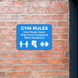 Classic Framed Plus Gym Rules: Give People Space Wipe Down Equipment Share Equipment Door or Wall Sign | Gym Etiquette