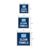 Square Plus Clean Towels Wall or Door Sign | Gym Spa and Bathroom Signage