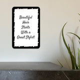 Portrait Round Plus Beautiful Hair Starts With a Great Stylist Door or Wall Sign | Hair Stylist Inspirational Positive Decoration