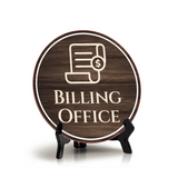 Billing Office Circle Table Sign with Acrylic Stand (5x5")