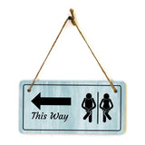 Restroom This Way (Directional) Signs | Rustic Light Blue Wood 5 x 10