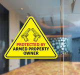 Triangle 'Protected by Armed Property Owner' Wall or Door Sign