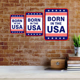 Portrait Round Plus Born in the USA Door or Wall Sign | Easy Installation | Patriotic Stars and Stripes USA Pride Sign