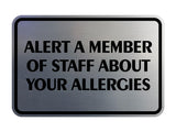Signs ByLITA Classic Framed Alert A Member Of Staff About Your Allergies Durable Sign | Easy Installation | Elegant Design Wall or Door Sign