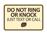 Signs ByLITA Classic Framed Do Not Ring Bell or Knock Please Text or Call Entrance Wall or Door Sign