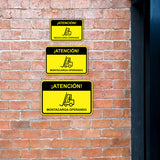 Classic Framed Plus ¡Atención! Montacarga Operando Wall or Door Sign | Bilingual Spanish and English Workplace Safety Signage